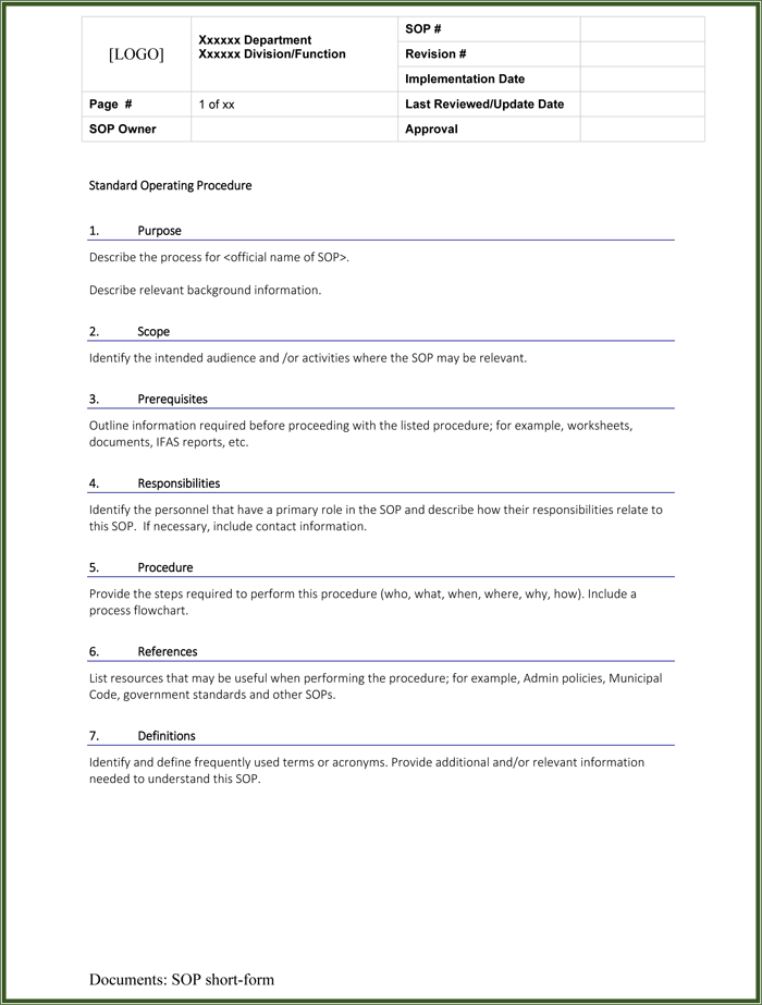 Detail Standard Operating Procedure Template Nomer 50