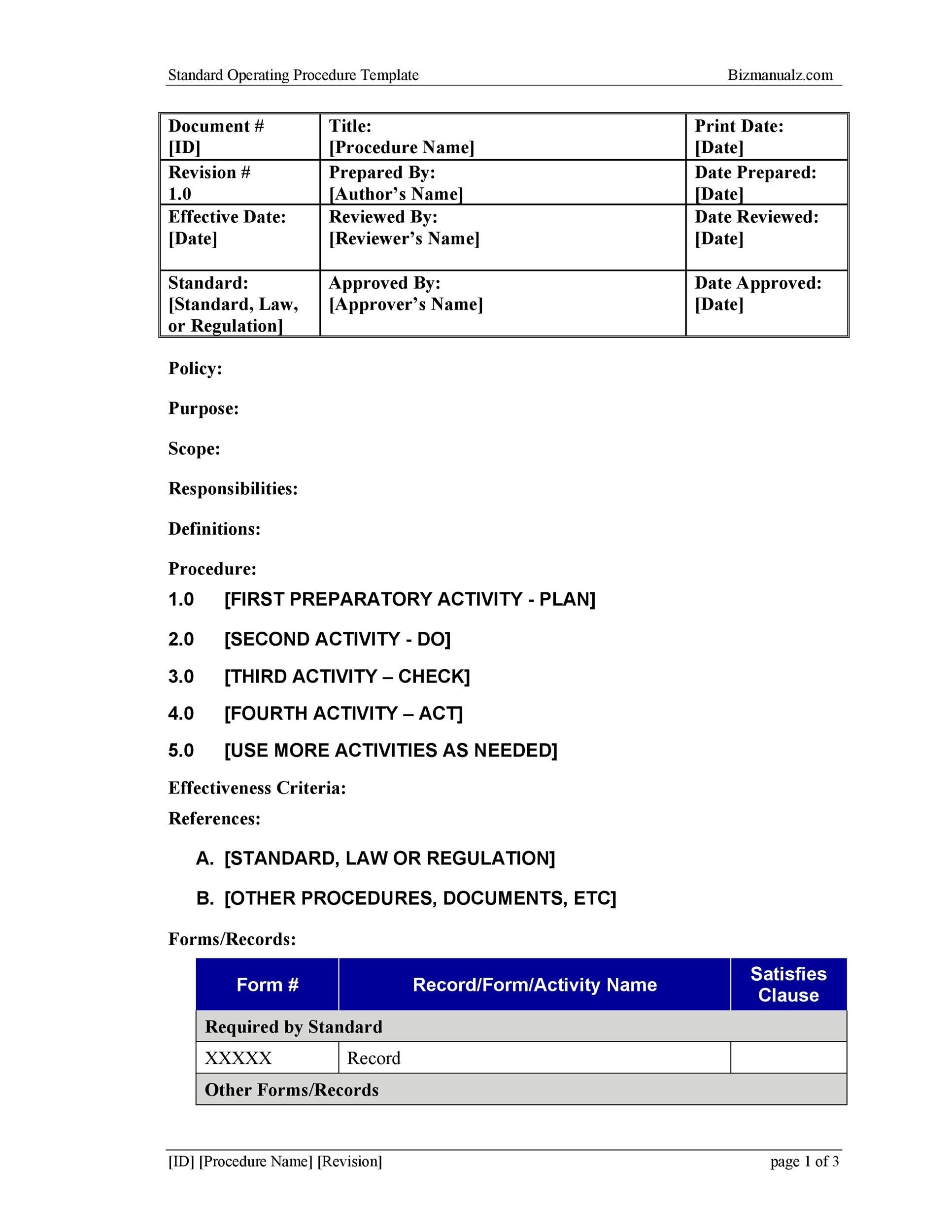 Detail Standard Operating Procedure Template Nomer 7