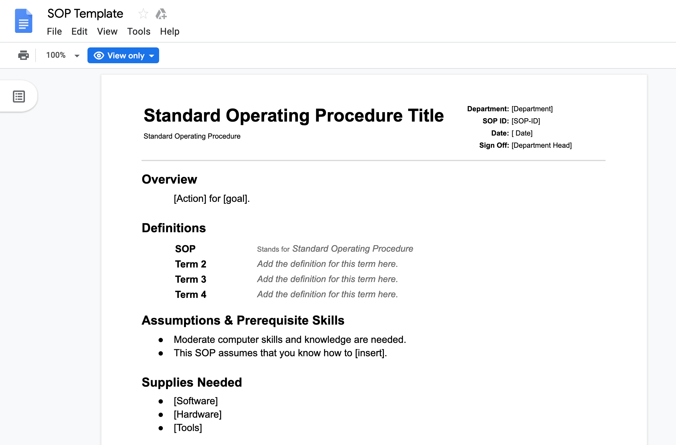 Detail Standard Operating Procedure Template Google Docs Nomer 4