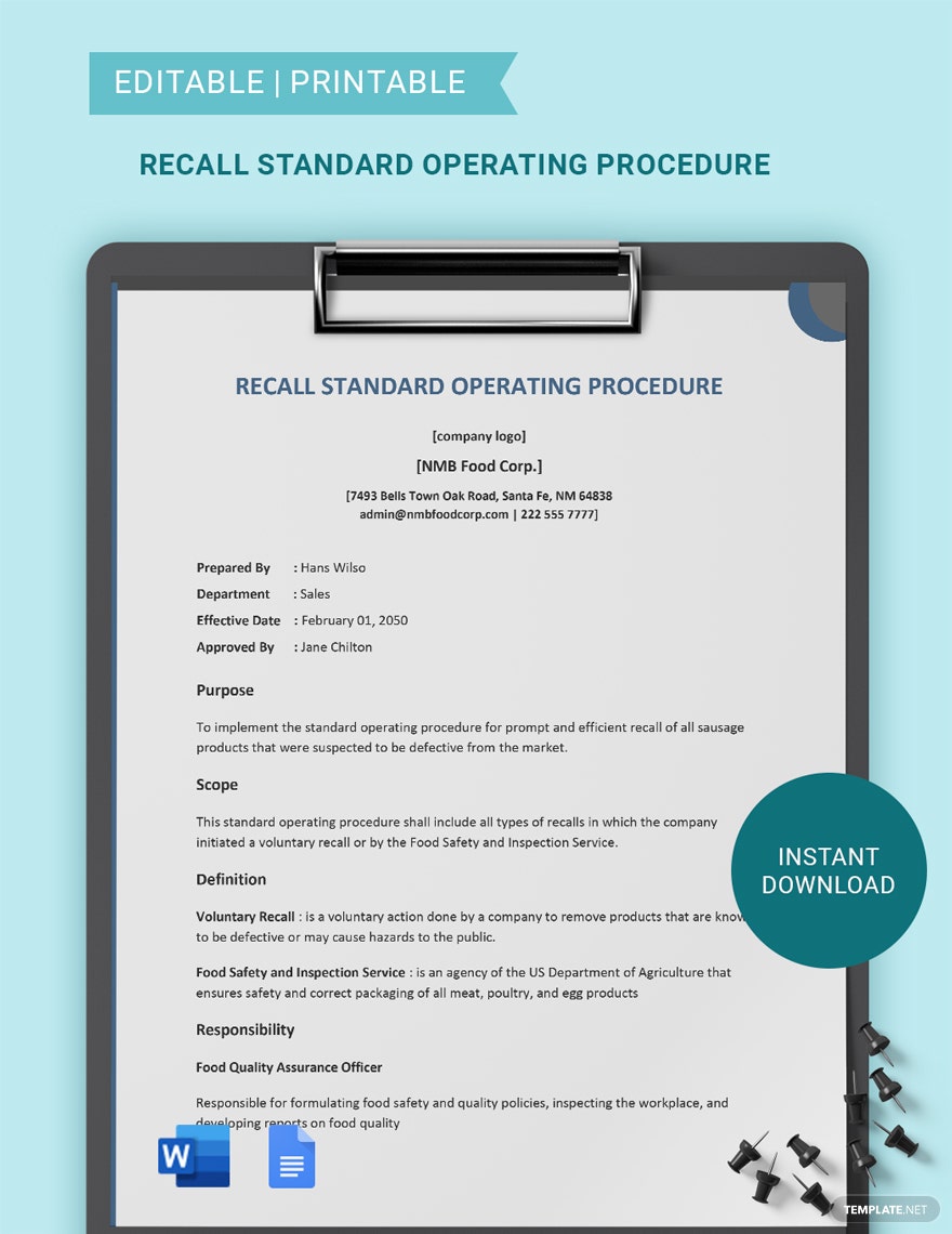 Detail Standard Operating Procedure Template Google Docs Nomer 52
