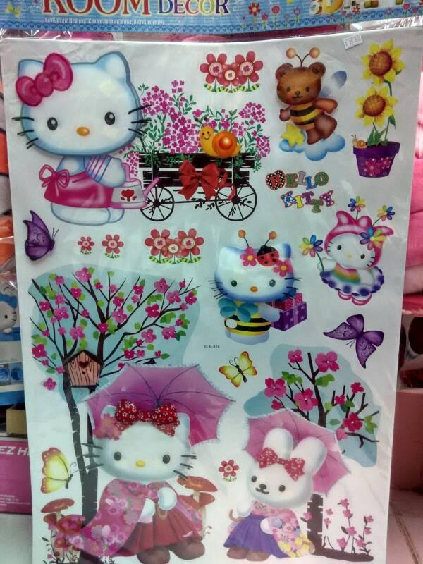 Detail Stiker Dinding Hello Kitty 3d Nomer 6