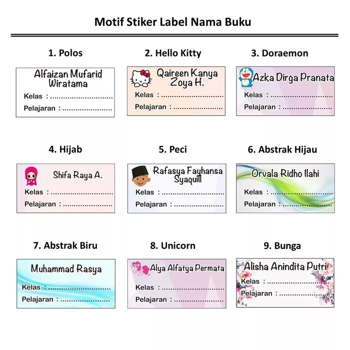 Detail Stiker Nama Buku Nomer 30