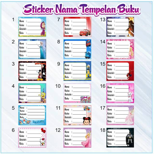 Detail Stiker Nama Buku Nomer 41