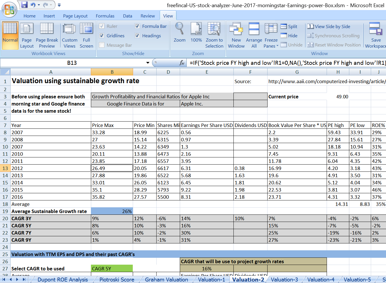 Detail Stock Analysis Excel Template Free Nomer 3