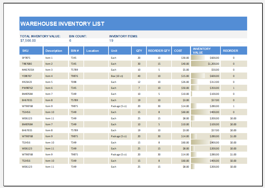 Detail Stock List Template Nomer 40