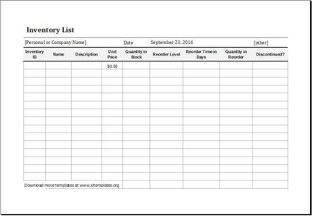 Detail Stock List Template Nomer 10