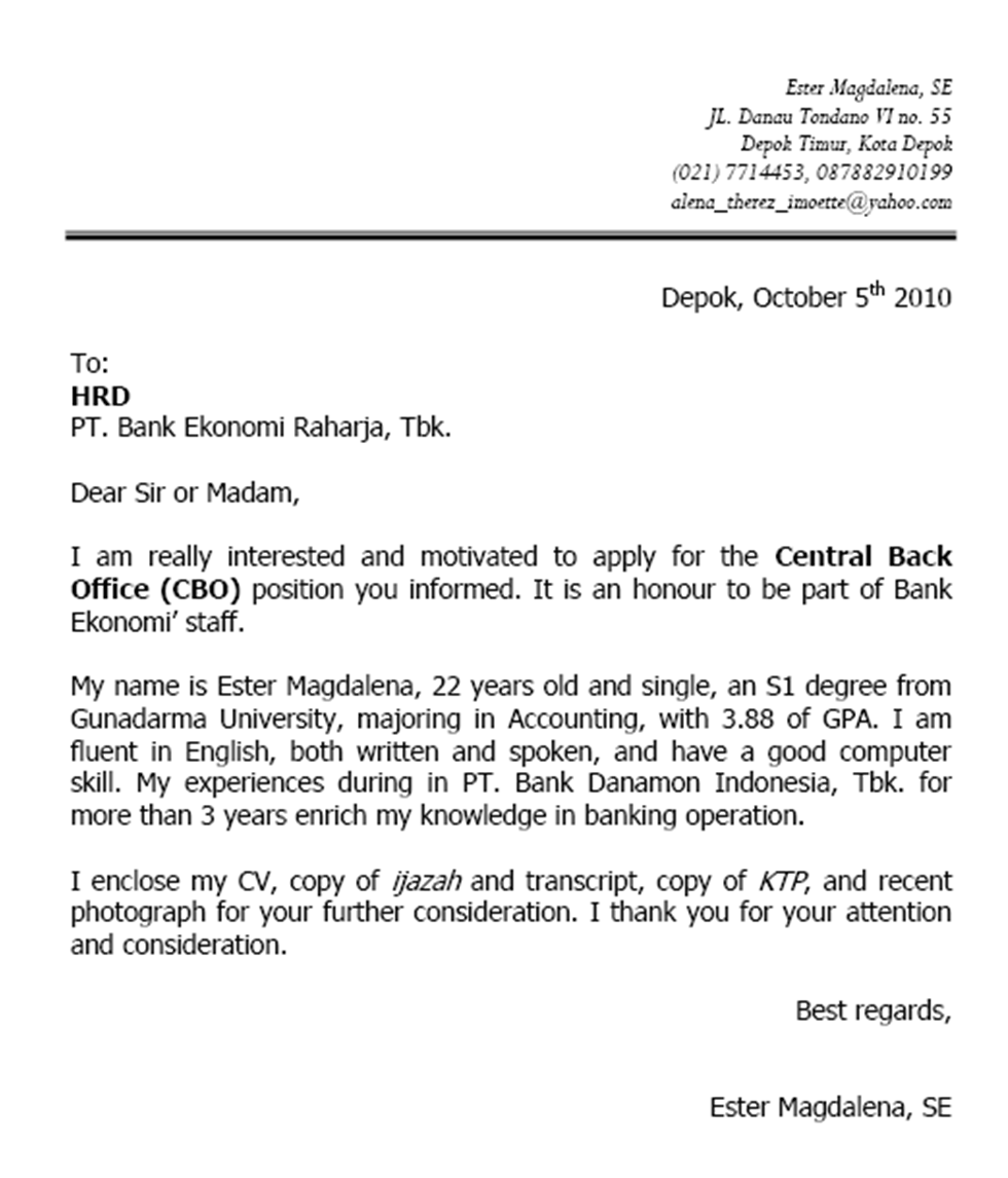 Detail Struktur Surat Lamaran Kerja Bahasa Inggris Nomer 3