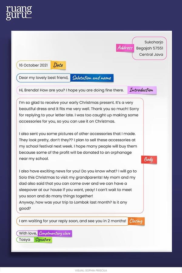 Detail Struktur Surat Pribadi Bahasa Inggris Nomer 9