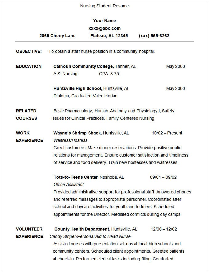 Detail Student Cv Template Free Download Nomer 13