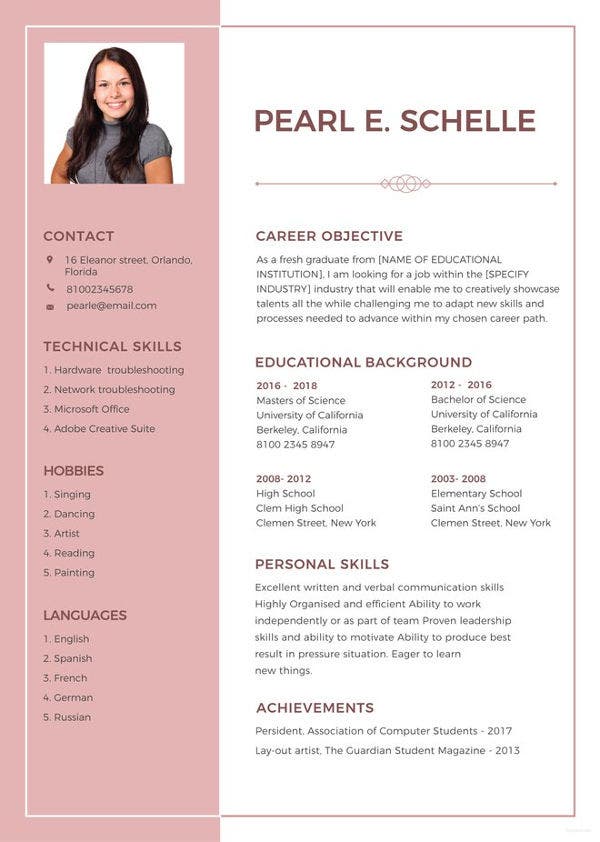 Detail Student Cv Template Free Download Nomer 3