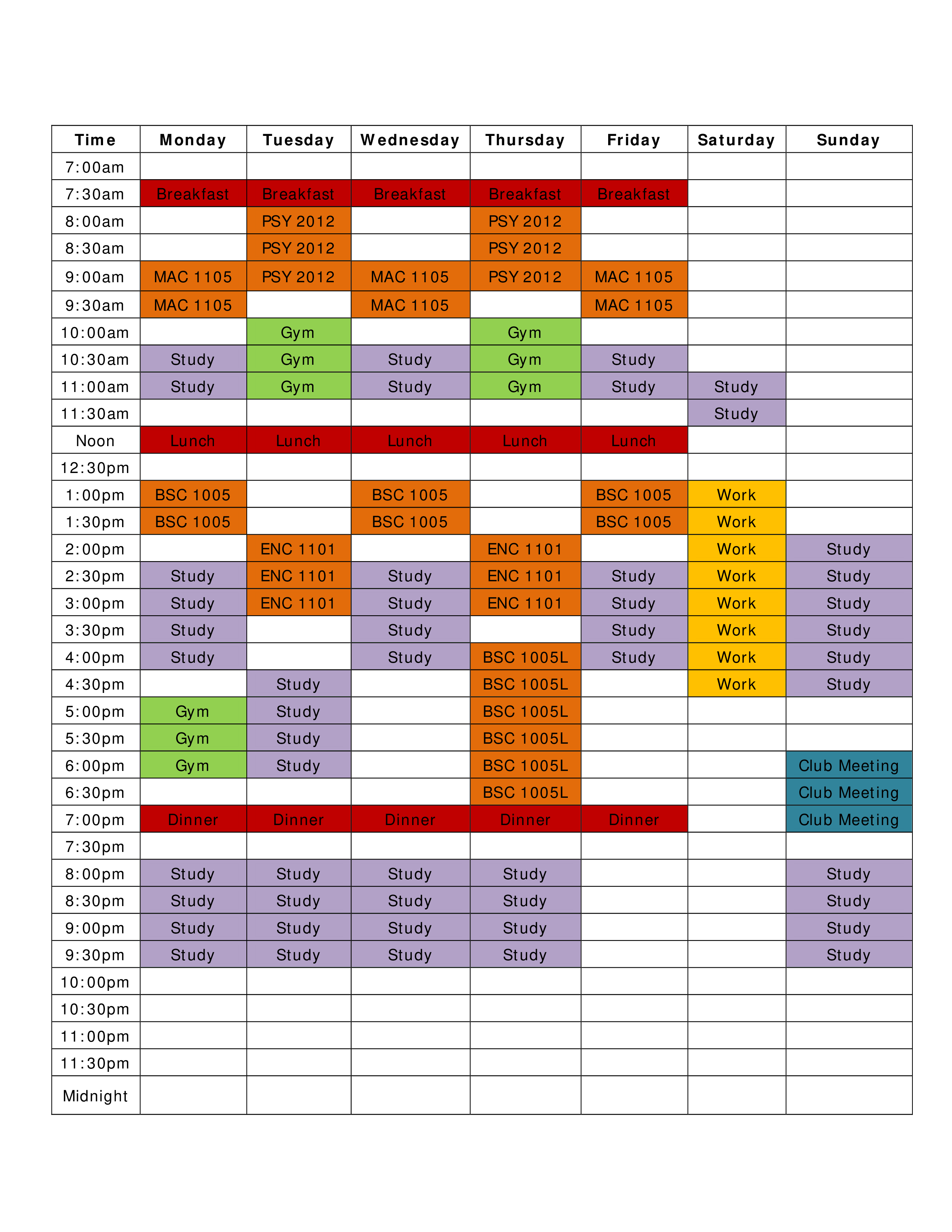 Detail Study Calendar Template Nomer 31