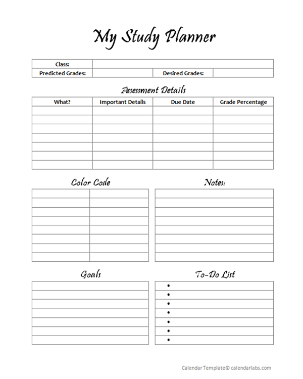 Detail Study Calendar Template Nomer 5
