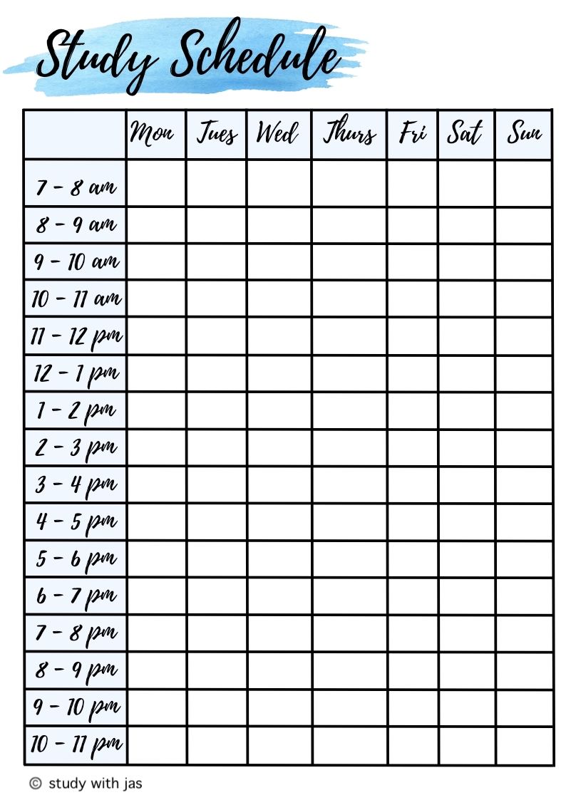 Detail Study Plan Template Nomer 15
