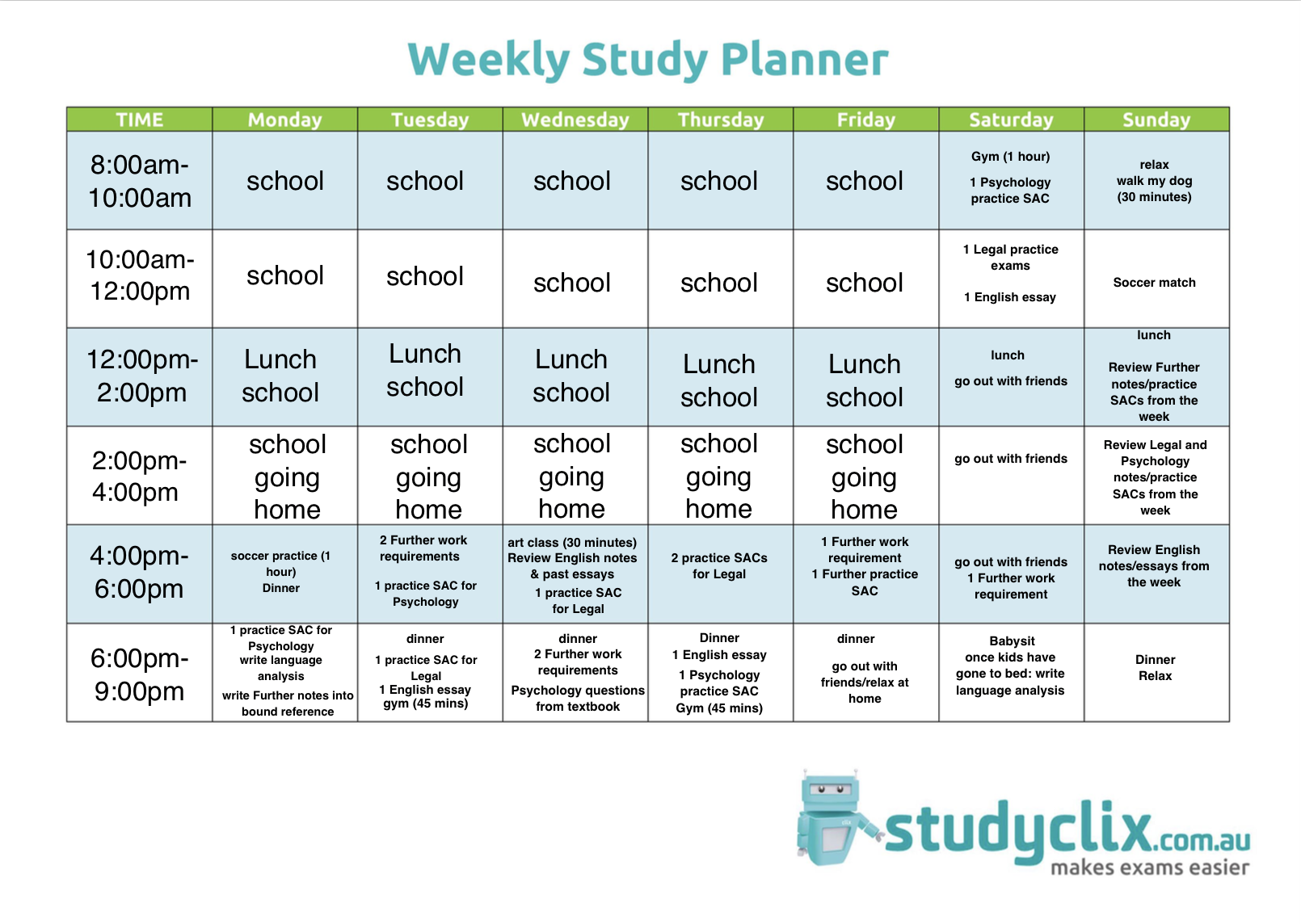 Detail Study Plan Template Nomer 25