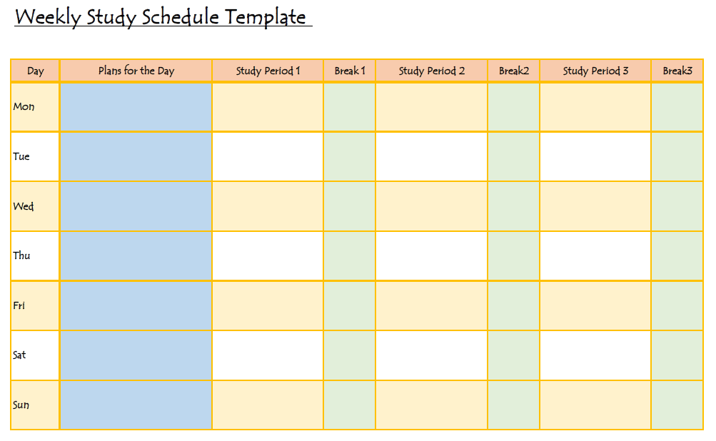 Detail Study Plan Template Nomer 27
