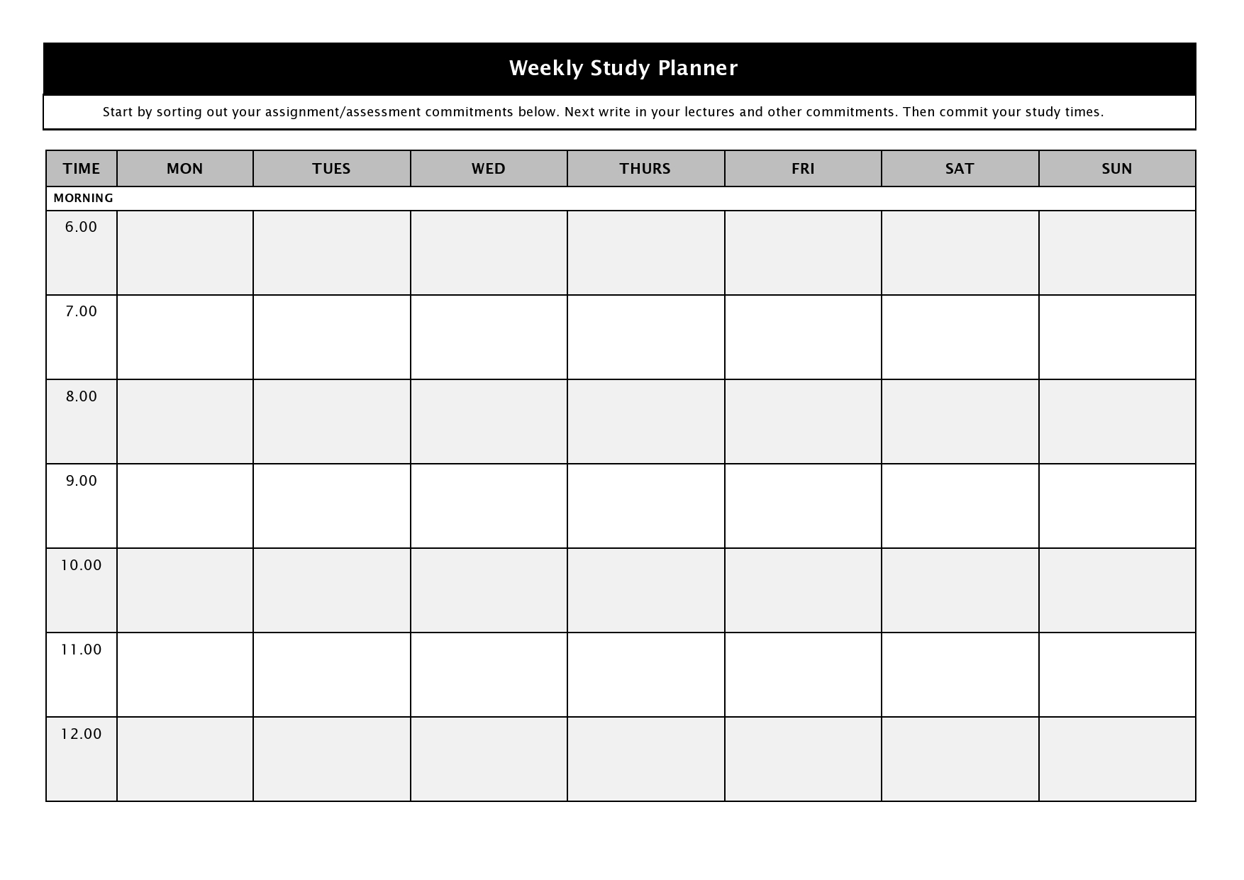 Detail Study Plan Template Nomer 35