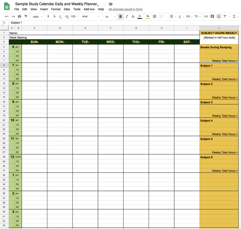 Detail Study Plan Template Nomer 39