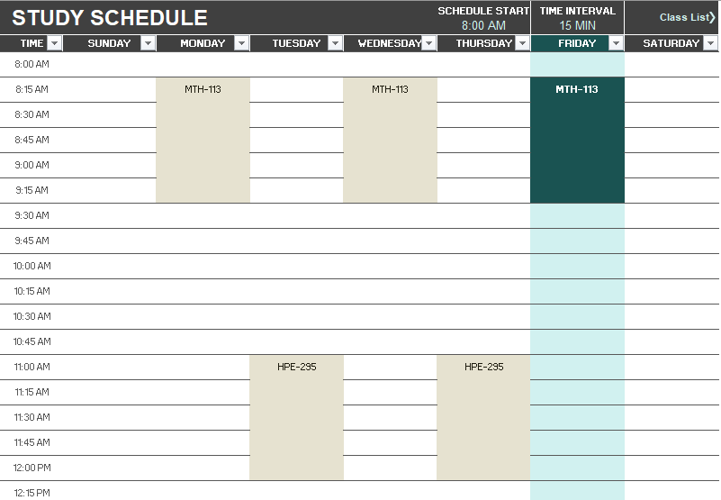 Detail Study Plan Template Nomer 44