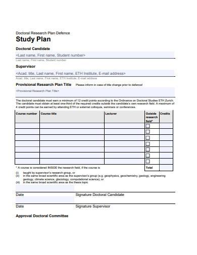 Detail Study Plan Template Nomer 46
