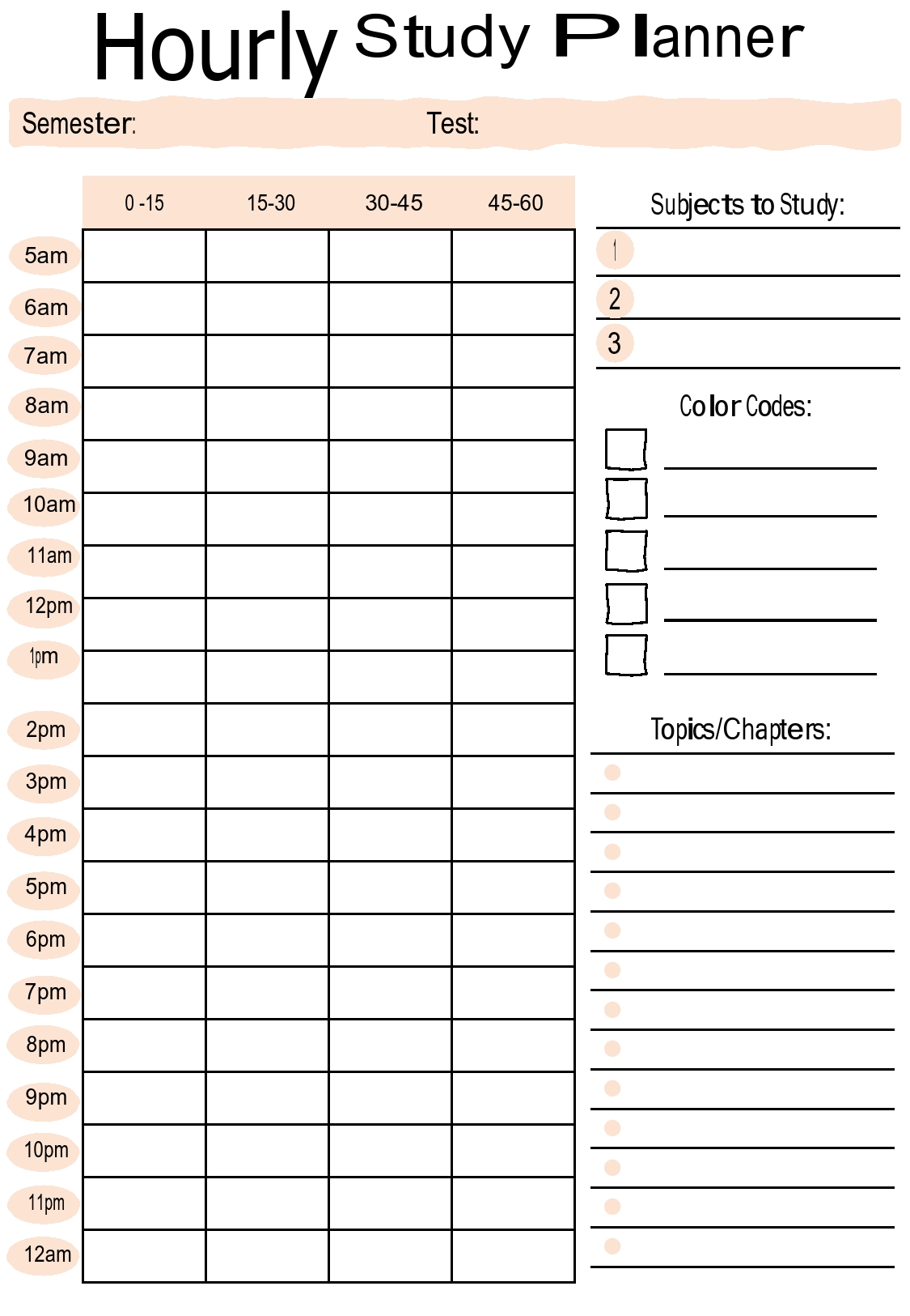 Study Schedule Template - KibrisPDR