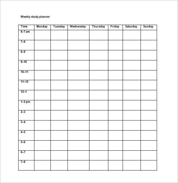 Detail Study Schedule Template Nomer 18