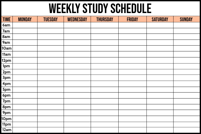 Detail Study Schedule Template Nomer 3