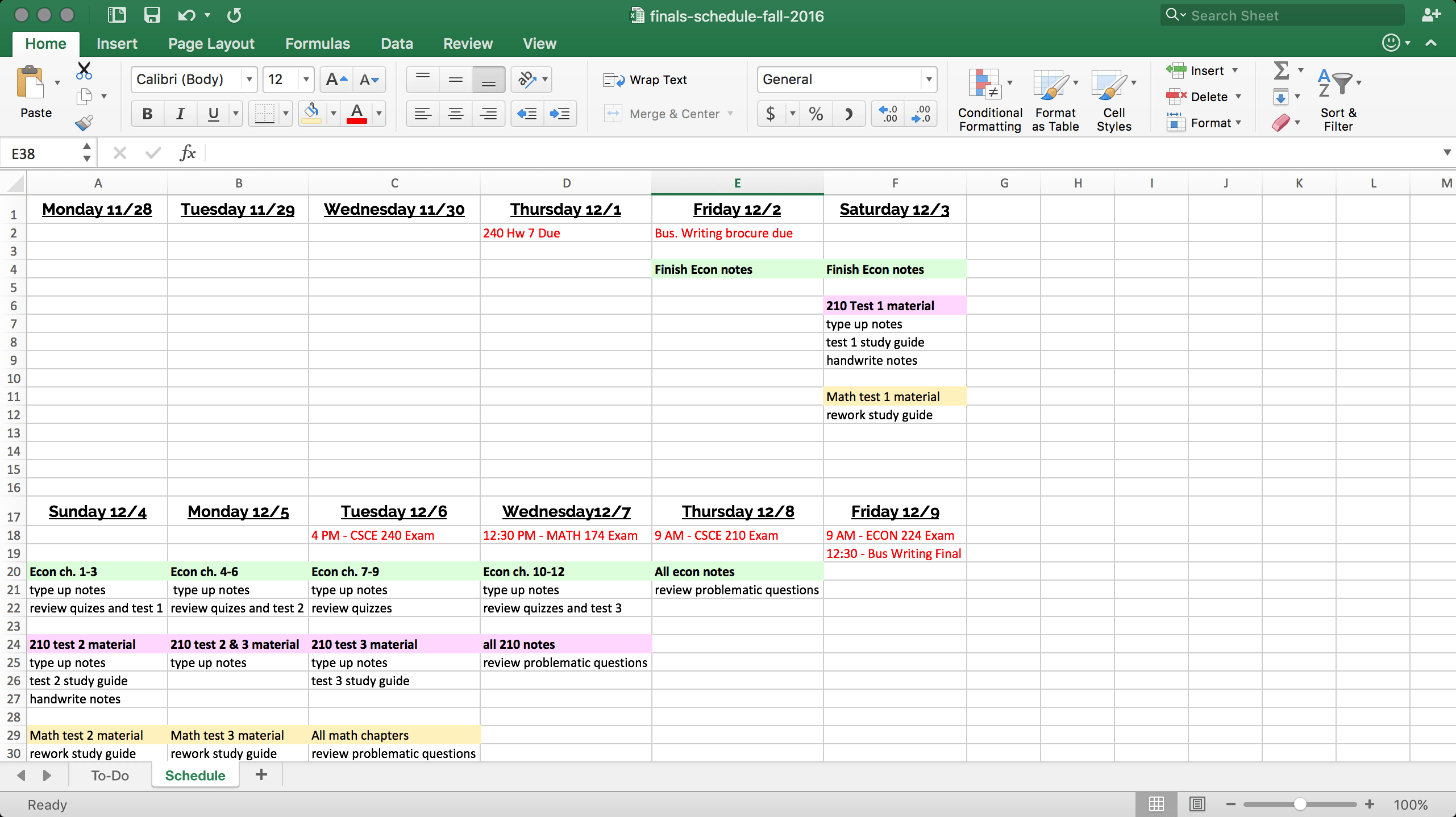 Detail Study Schedule Template Nomer 24