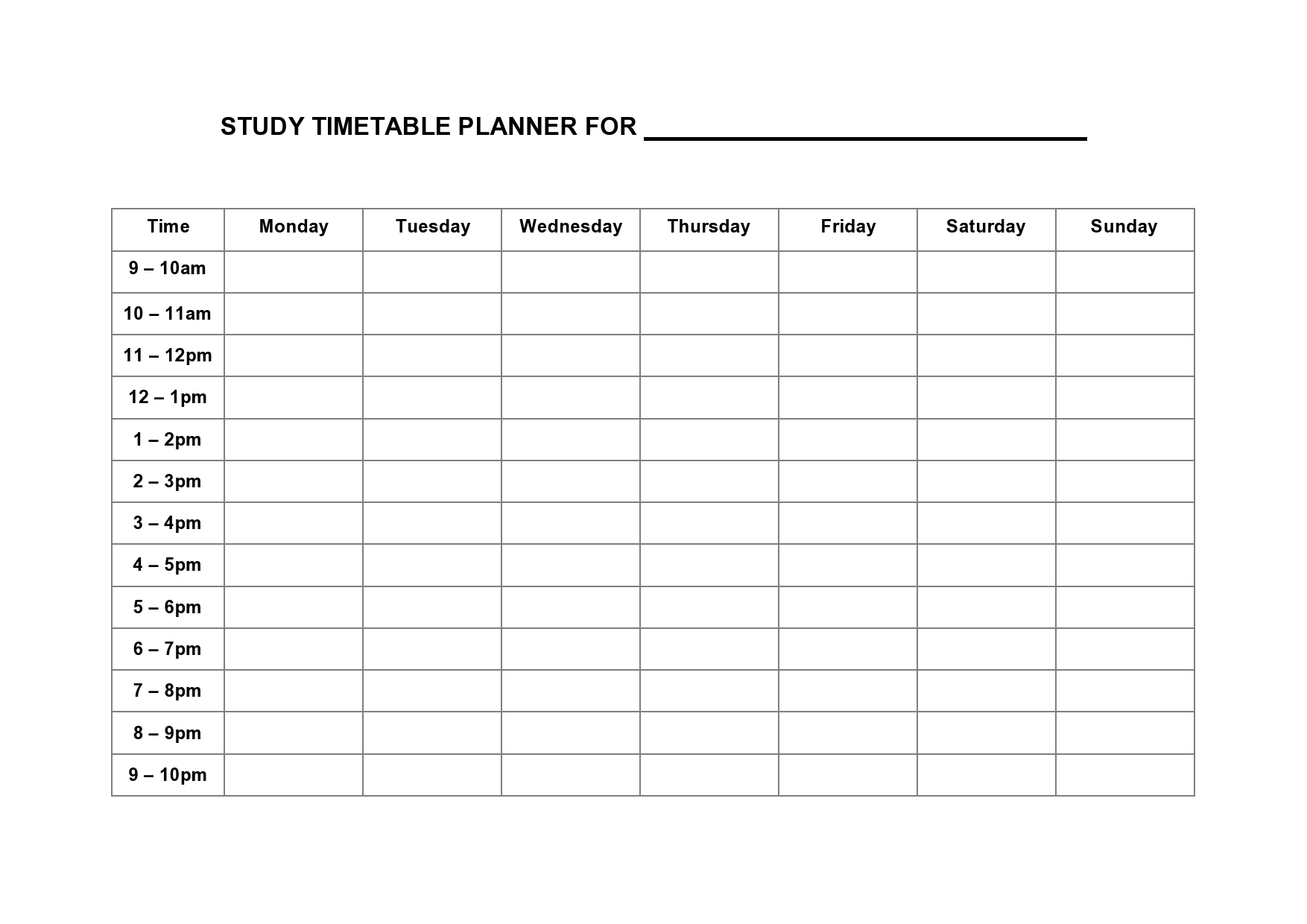Detail Study Schedule Template Nomer 4
