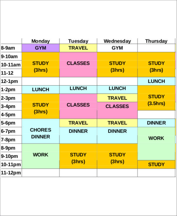 Detail Study Schedule Template Nomer 36