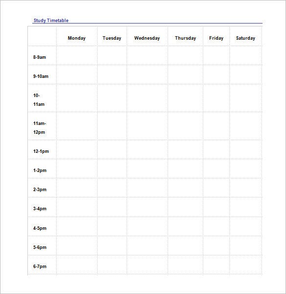 Detail Study Schedule Template Nomer 47