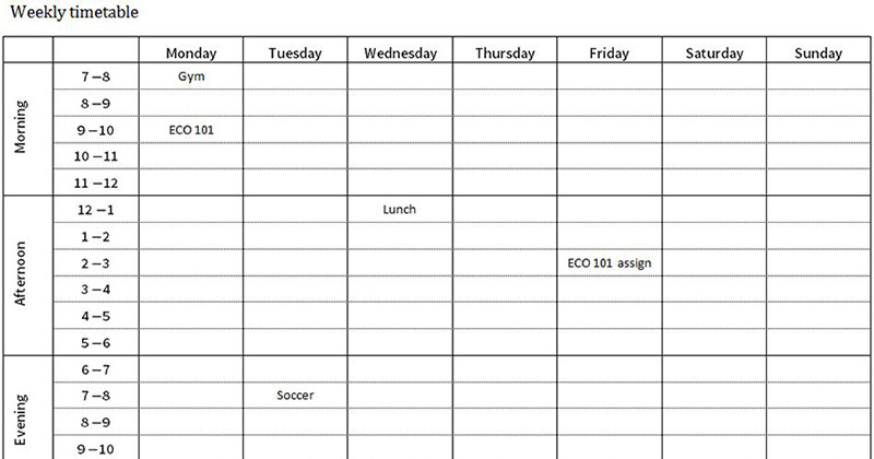 Detail Study Schedule Template Nomer 10