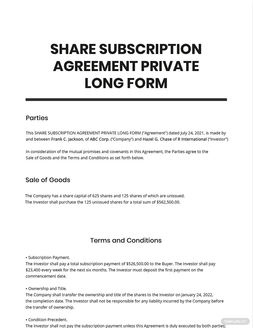 Detail Subscription Agreement Template Nomer 25