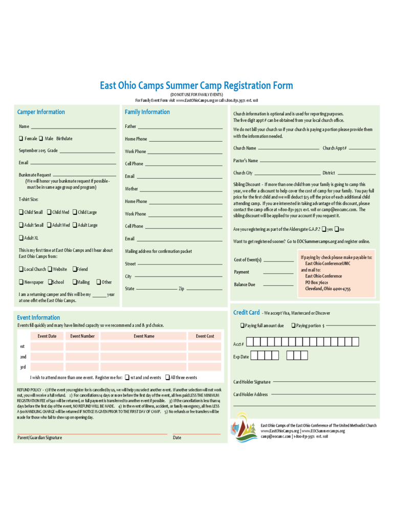 Detail Summer Camp Registration Form Template Nomer 15