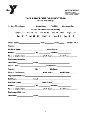 Detail Summer Camp Registration Form Template Nomer 34