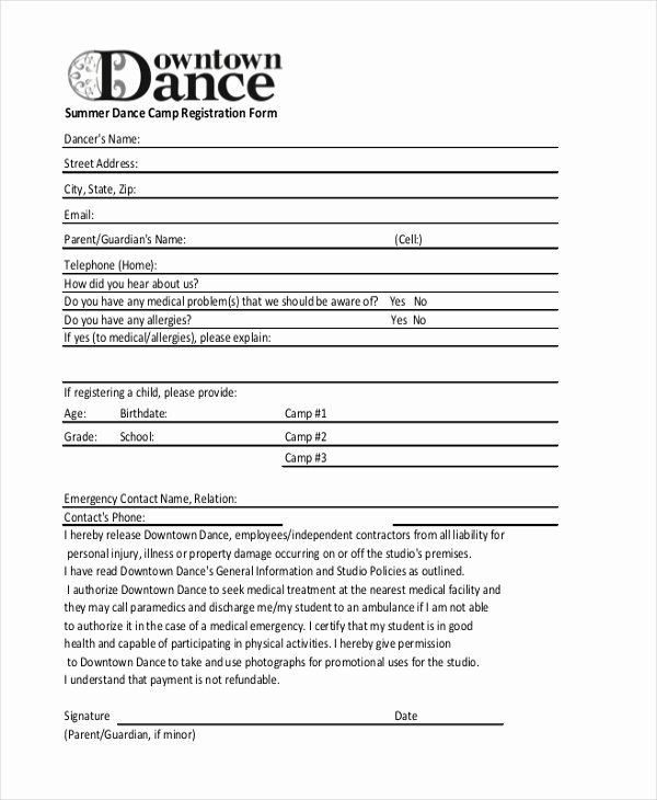 Detail Summer Camp Registration Form Template Nomer 35