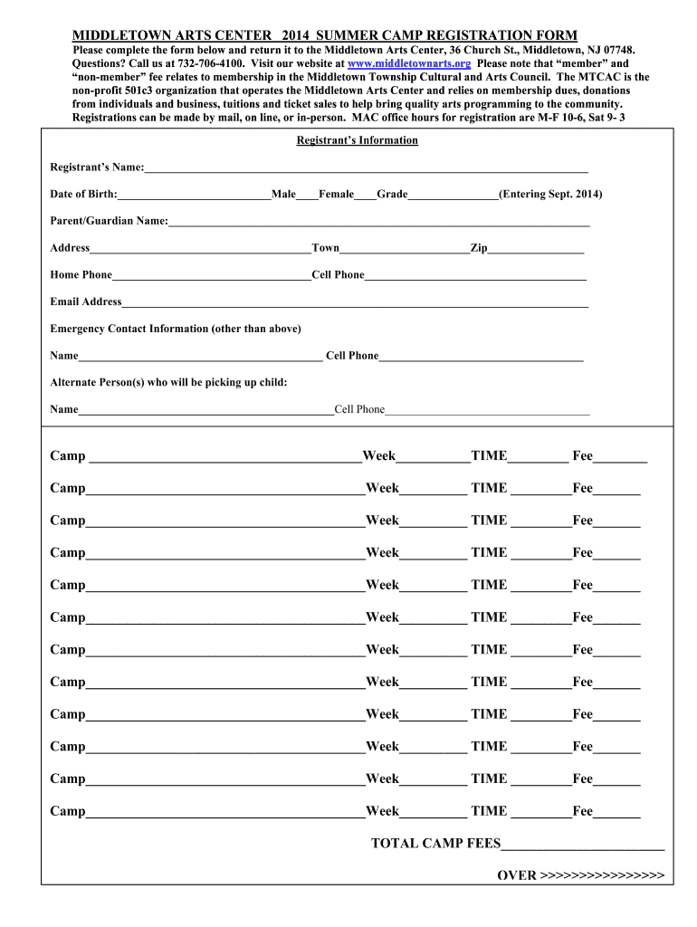 Download Summer Camp Registration Form Template Nomer 36