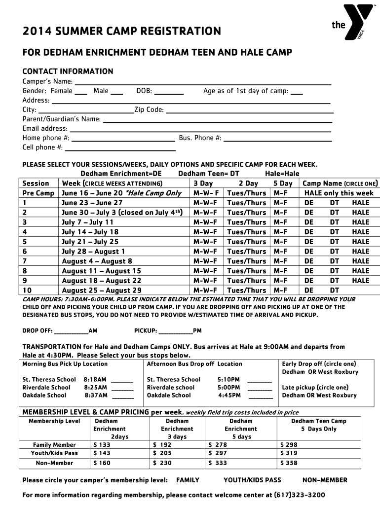 Detail Summer Camp Registration Form Template Nomer 7