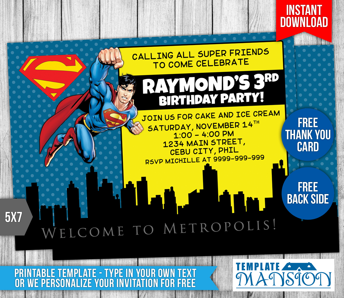 Detail Superman Birthday Card Template Nomer 19