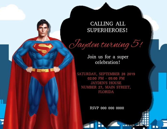 Detail Superman Birthday Card Template Nomer 3