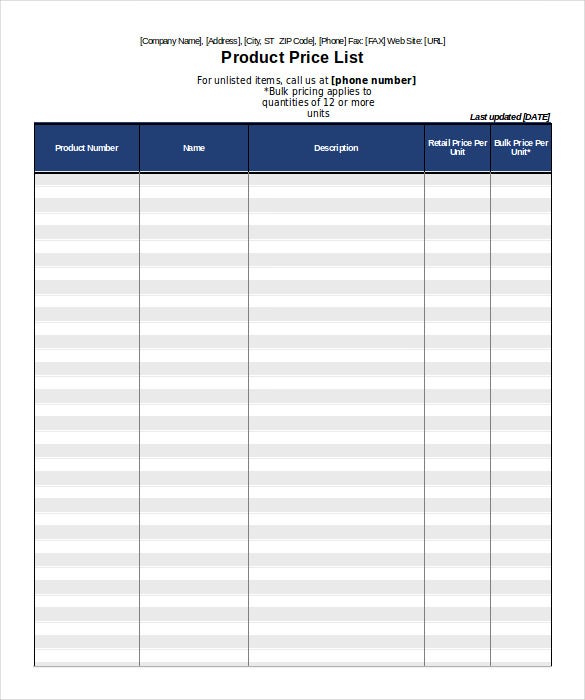 Detail Supplier Price List Template Excel Nomer 15
