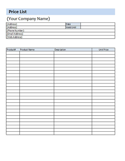 Detail Supplier Price List Template Excel Nomer 35