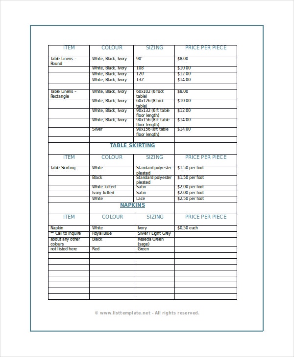 Detail Supplier Price List Template Excel Nomer 42
