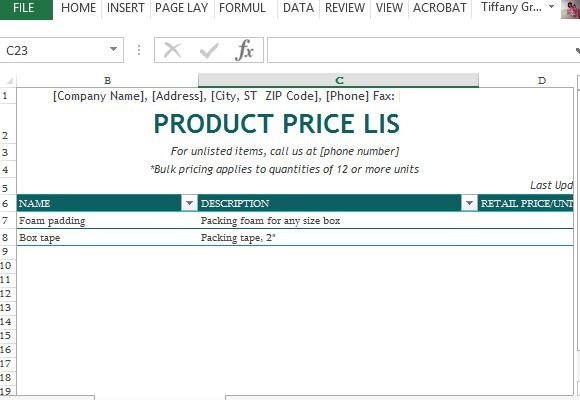 Detail Supplier Price List Template Excel Nomer 8