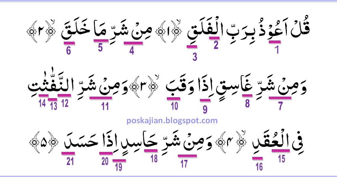 Detail Surat Al Falaq Beserta Tajwidnya Nomer 14