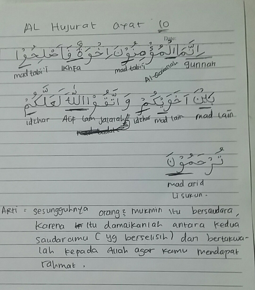 Detail Surat Al Hujurat Ayat 12 Beserta Tajwidnya Nomer 40