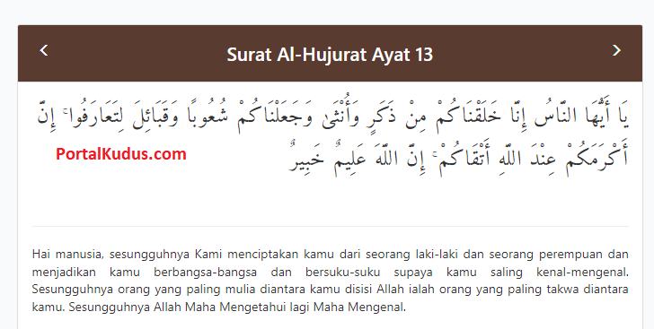 Detail Surat Al Hujurat Ayat 13 Dengan Artinya Nomer 5