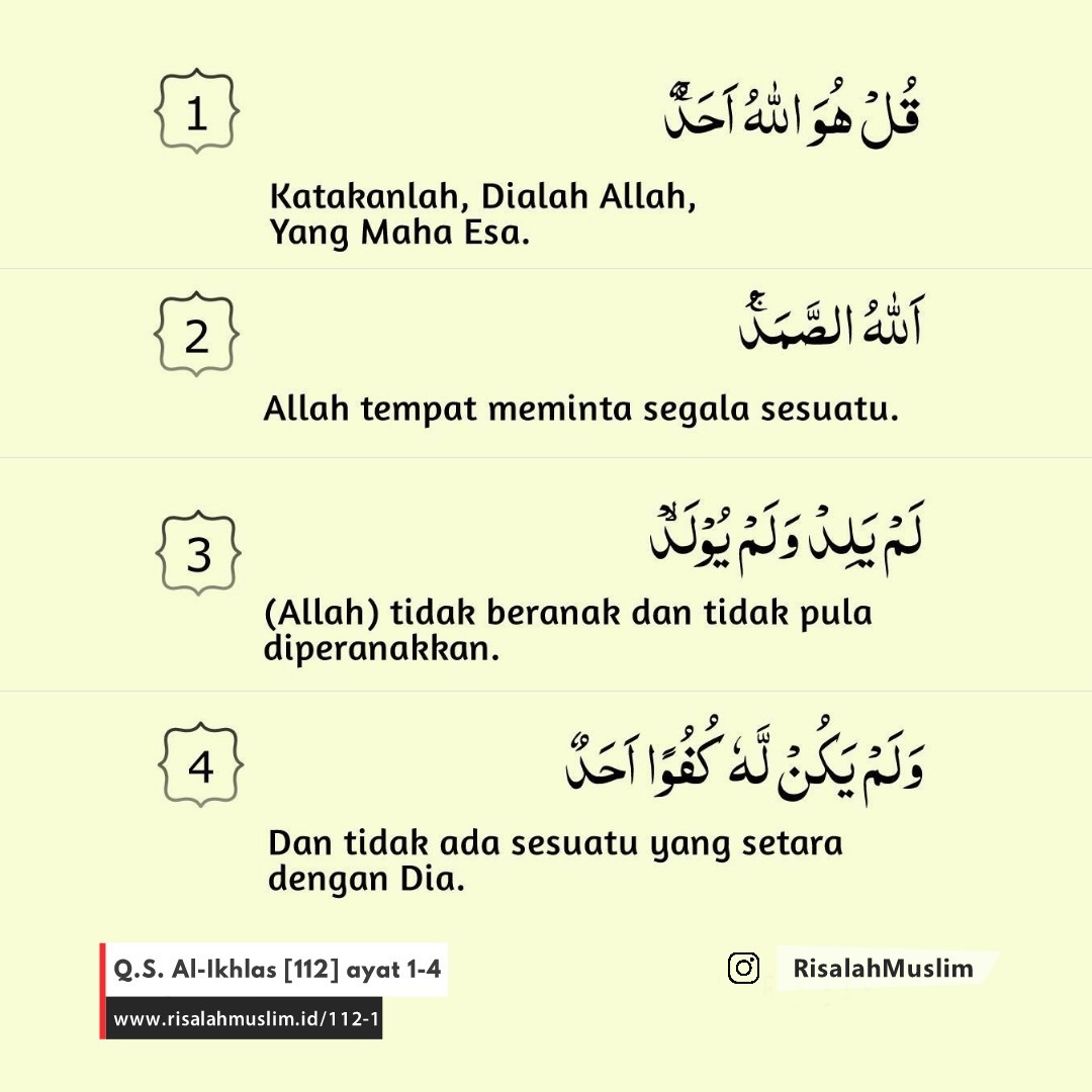 Detail Surat Al Ikhlas Dan Artinya Per Kata Nomer 19