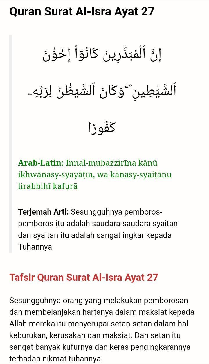 Detail Surat Al Isra Ayat 27 Beserta Artinya Nomer 2