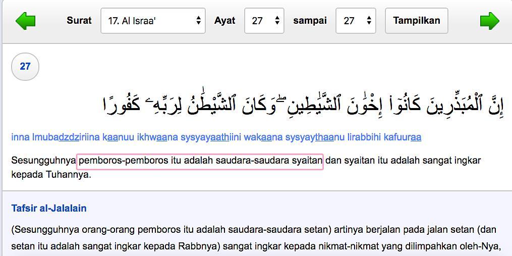 Detail Surat Al Isra Ayat 27 Beserta Artinya Nomer 8