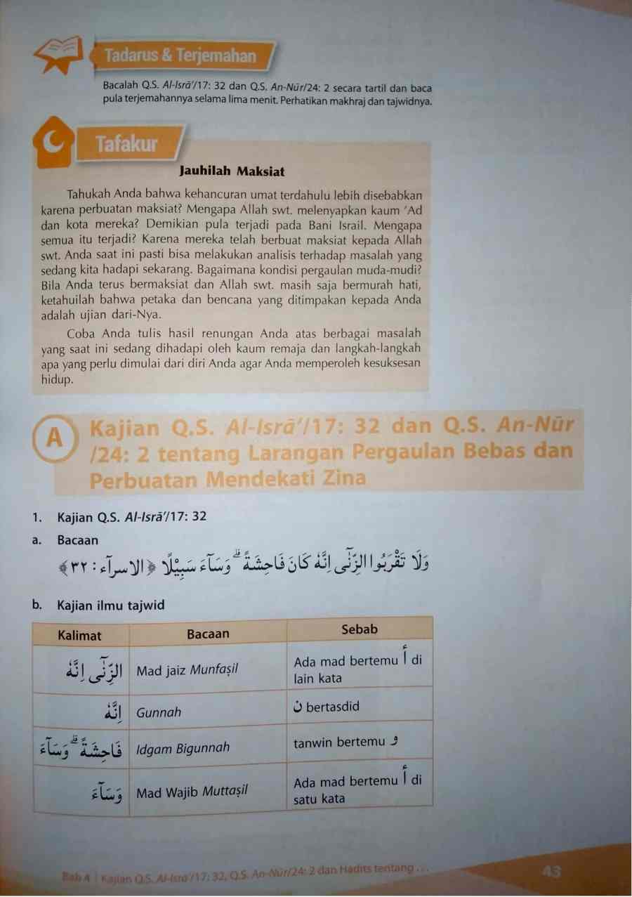 Detail Surat Al Isra Ayat 32 Beserta Tajwidnya Nomer 17